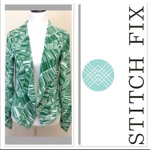 Pixley Blazer with Green & white leaf pattern